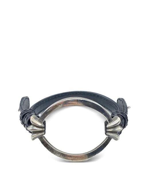 Chrome Hearts Blue Open Oval Leather Bracelet for men