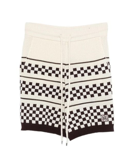 Amiri White Checkered Mesh Short for men