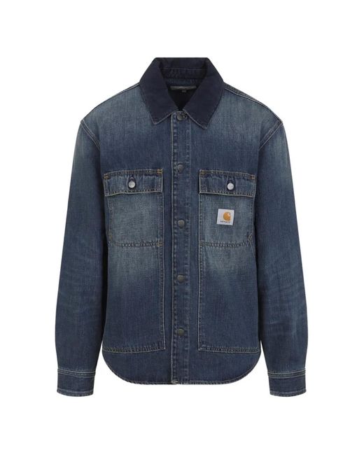 Carhartt Blue Contrast-Collar Denim Shirt for men