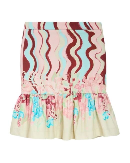 Isolda Arábia Mini-Rok Met Ruches En Bloemenprint in het Red