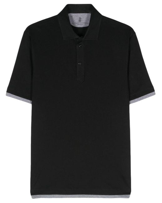 Brunello Cucinelli Poloshirt im Layering-Look in Black für Herren