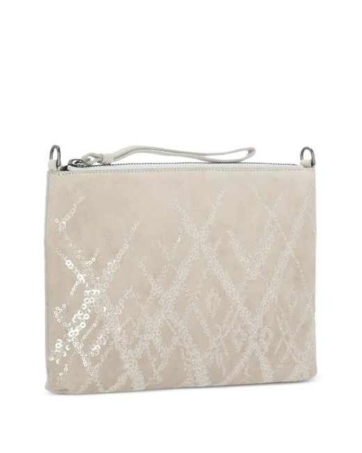 Panicale Natural Sequin-Embellished Crossbody Bag