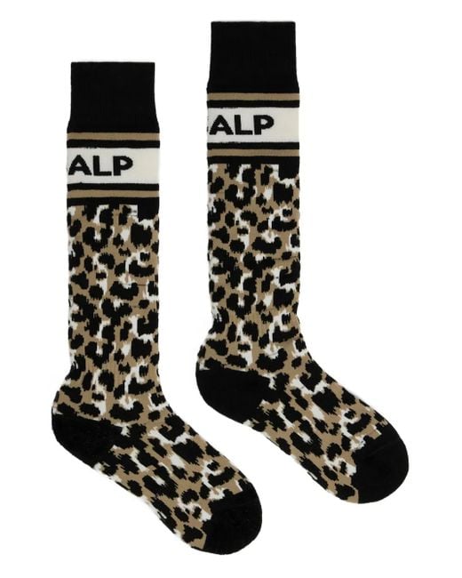Fusalp Black Leopard-Print Socks