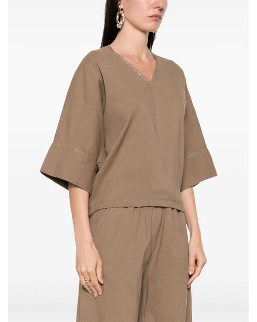 Fabiana Filippi Natural Chain-Link Detail Blouse