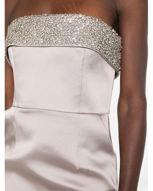 The New Arrivals Ilkyaz Ozel White Robe Longue À Ornements En Cristal Rhea