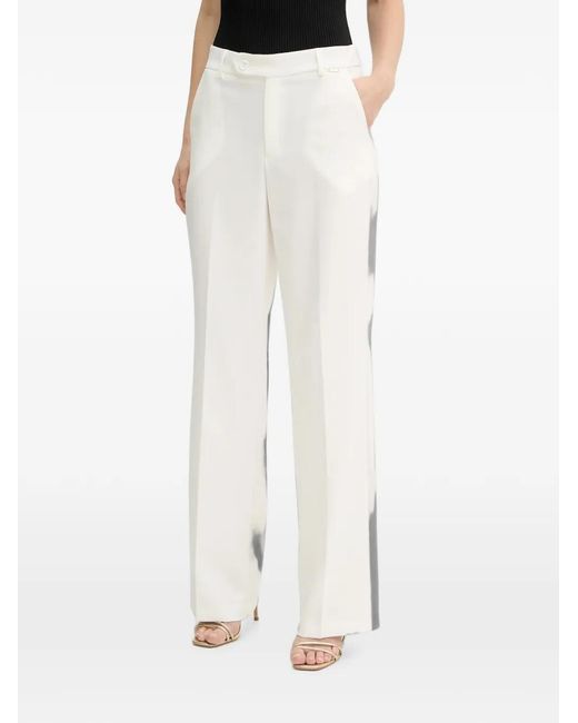 Fracomina White Logo-Plaque Tapered Trousers