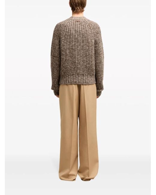 AMI Brown Ribbed Cardigan