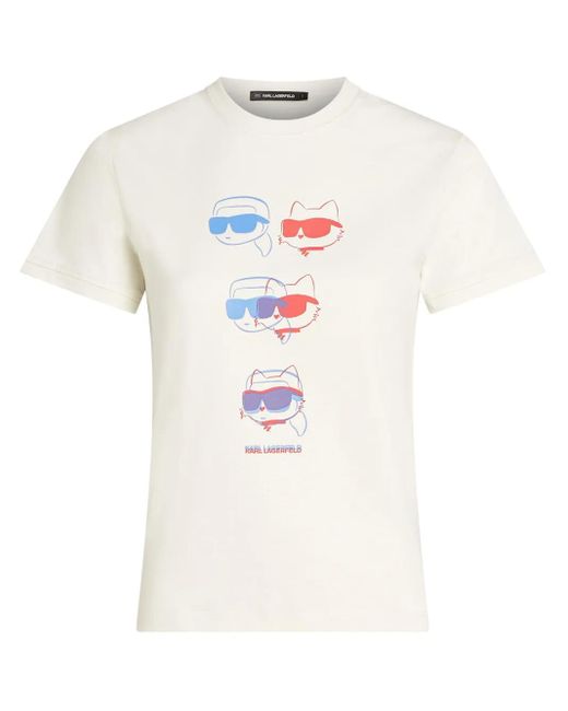 Karl Lagerfeld White Ikon Color-Pop T-Shirt