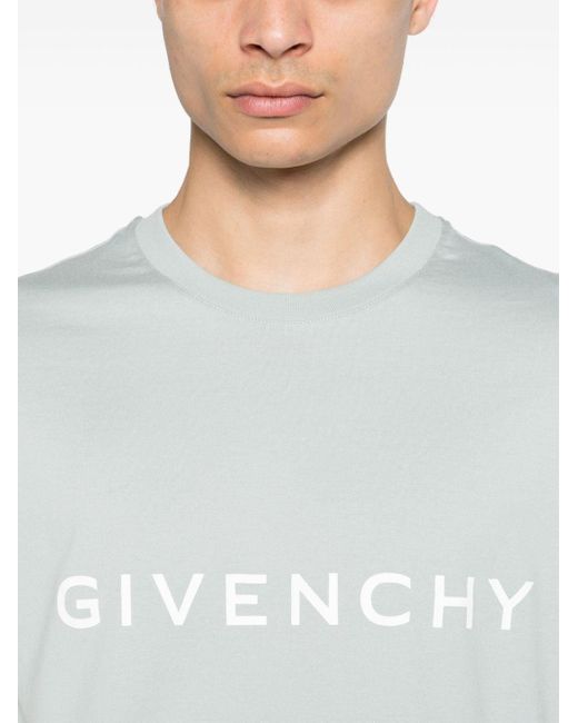 Givenchy Gray Logo-print Cotton T-shirt for men