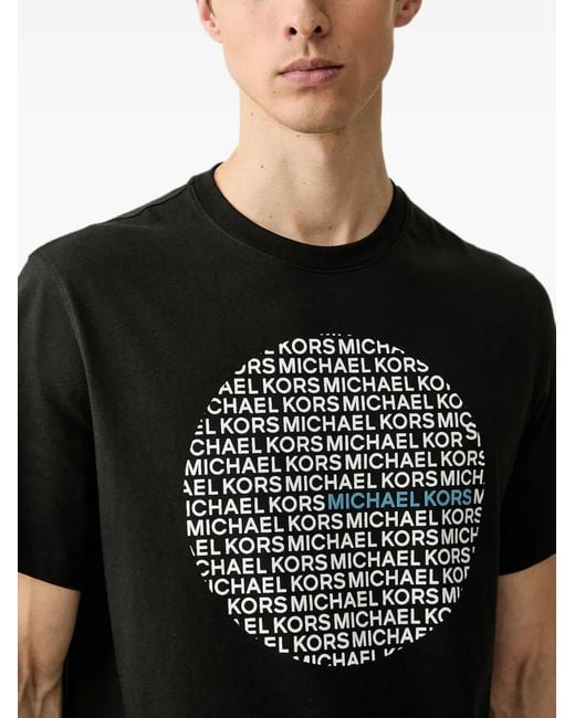 Michael Kors Black T-Shirt En Jersey De Coton À Logo Imprimé for men