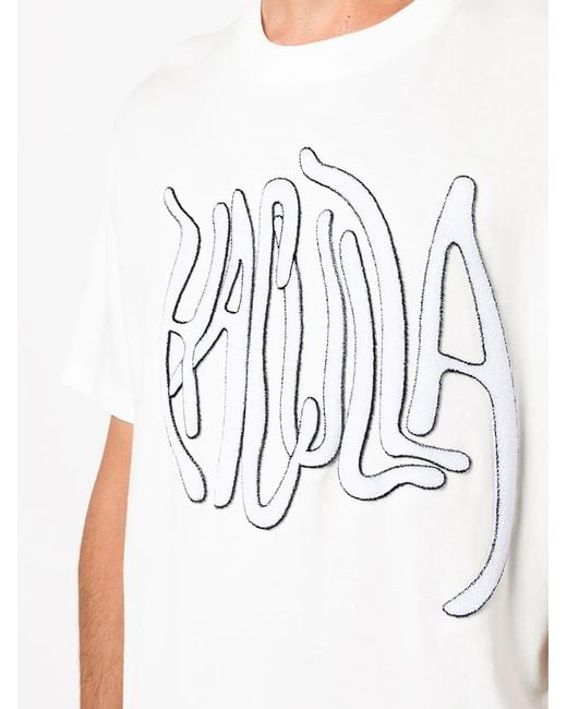 Haculla White Chenille Logo Patch T-Shirt for men