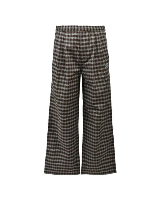BREATH Black Pantalon Ample À Carreaux Script Logo for men