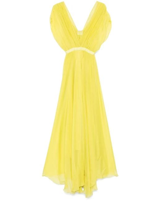 Forte_forte Yellow Chiffon Silk Crossed Neckline Dress