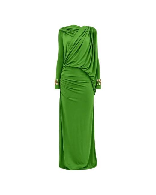 Elisabetta Franchi Green Hooded Maxi Dress