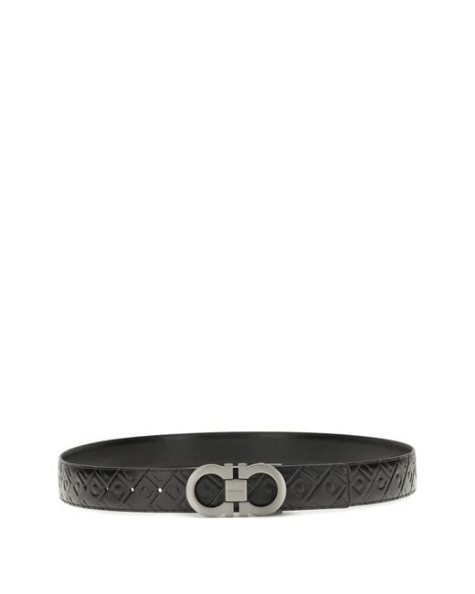 Ferragamo White Gancini Reversible Belt for men