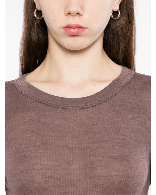 Rick Owens Brown Ribbed Long-Sleeves T-Shirt
