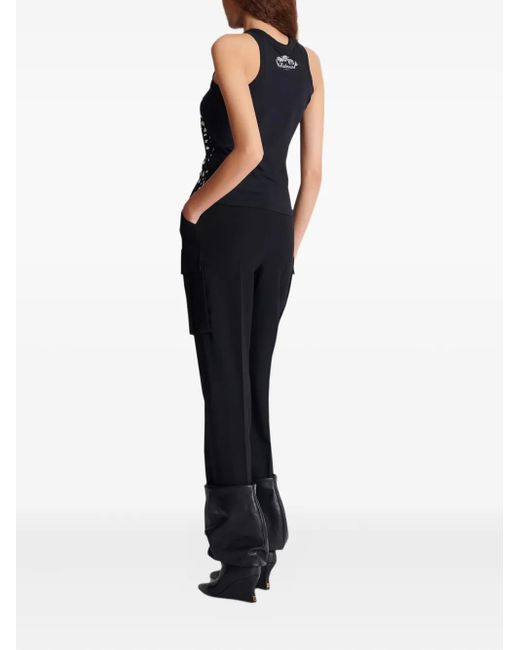 Balmain レオパード ホルターネックトップ Black