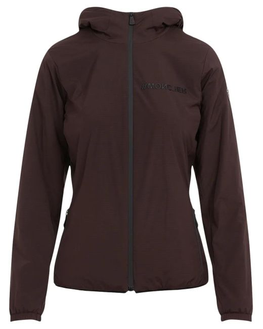 Moncler Brown Monogram-Plaque Hooded Jacket