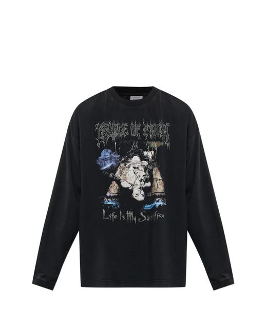 Vetements Black Graphic-Print Long-Sleeve T-Shirt for men