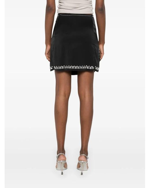 Falda corta con dobladillo de apliques Rabanne de color Black