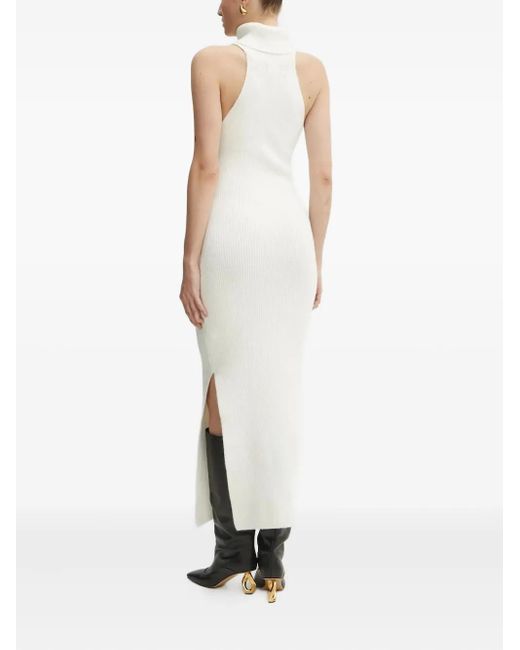 Bardot White Turtleneck Open-Back Midi Dress