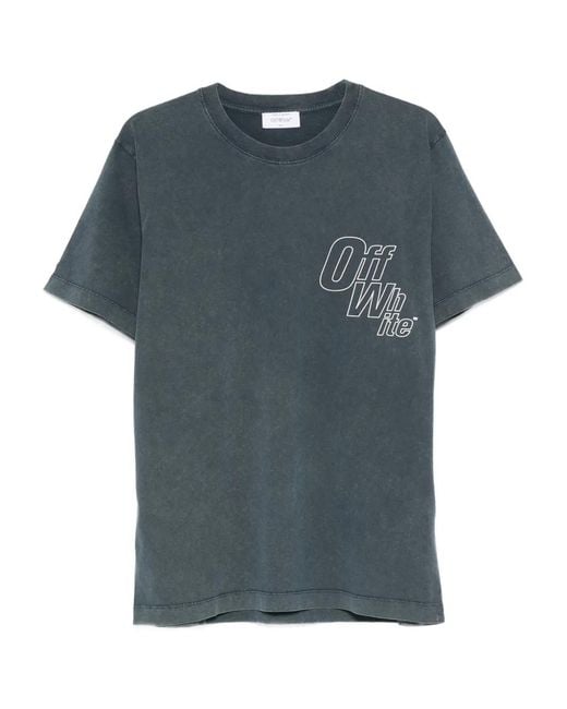 Off-White c/o Virgil Abloh Blue Printed T-Shirt for men