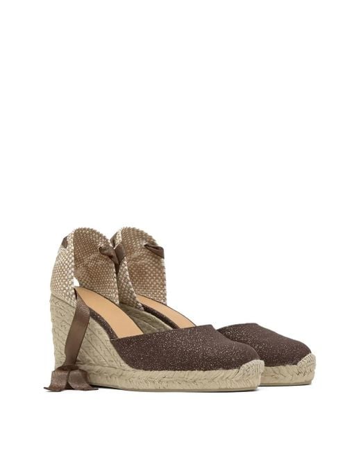 Castaner Metallic 90Mm Carina Glitter Wedge-Heel Espadrilles
