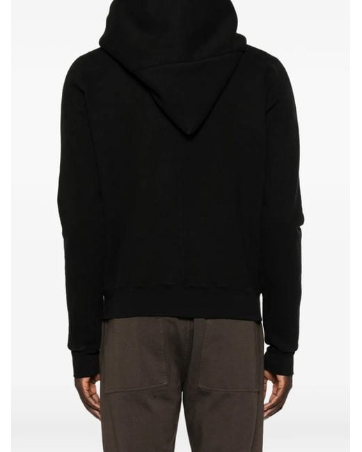 Rick Owens Black Asymmetric-Zip Hoodie for men