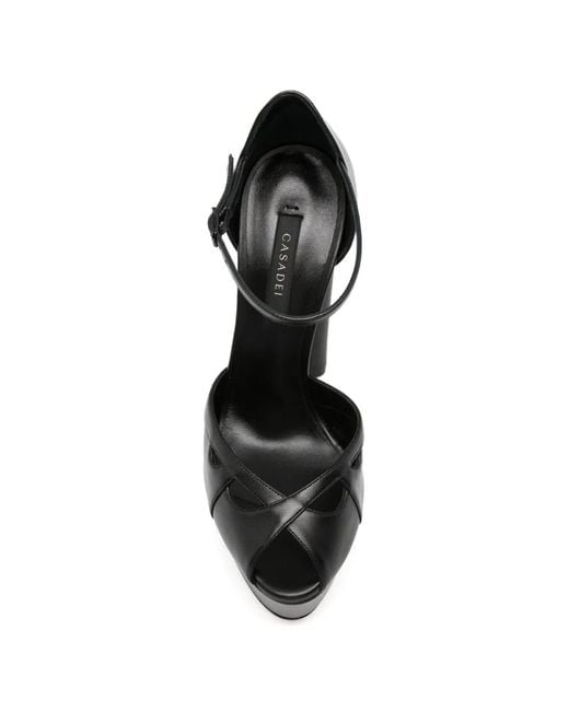 Casadei Black Cut-Out Platform Sandals