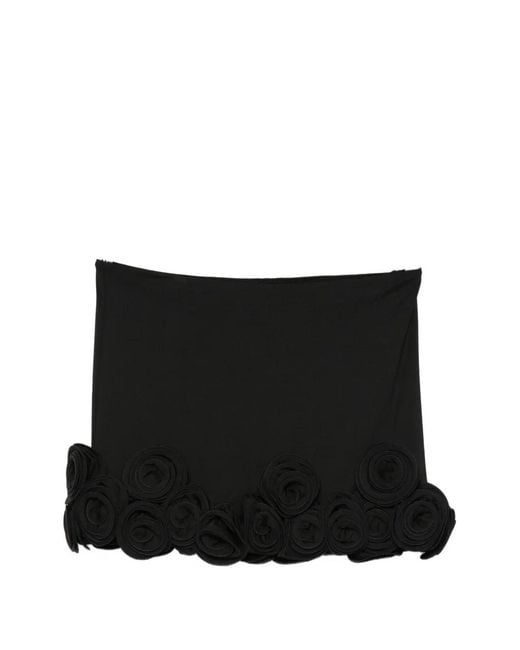LaRevêche Black Floral-Appliqué Skirt