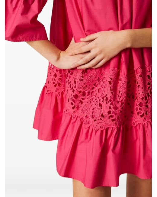 Twinset Pink Ruffled-Hem Mini Dress