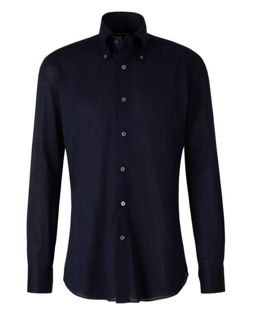 Fray Blue Piqué Cotton Shirt for men