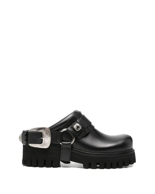 Toga Black Buckle-Detail Lug-Sole Mules