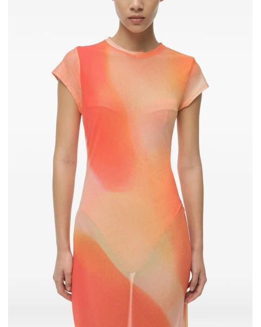 Jonathan Simkhai Pink Fia Abstract-Print Mesh Maxi Dress