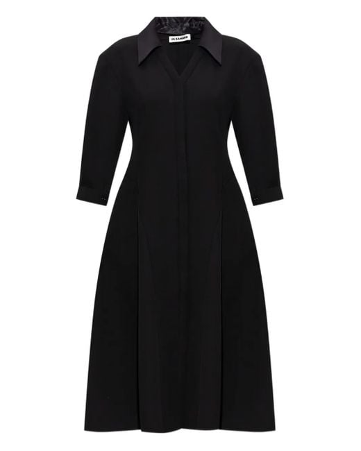 Abito Midi A Maniche Lunghe di Jil Sander in Black