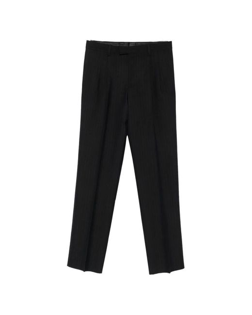 Lardini Black Pinstripe-Pattern Pleated Tailored Trousers for men