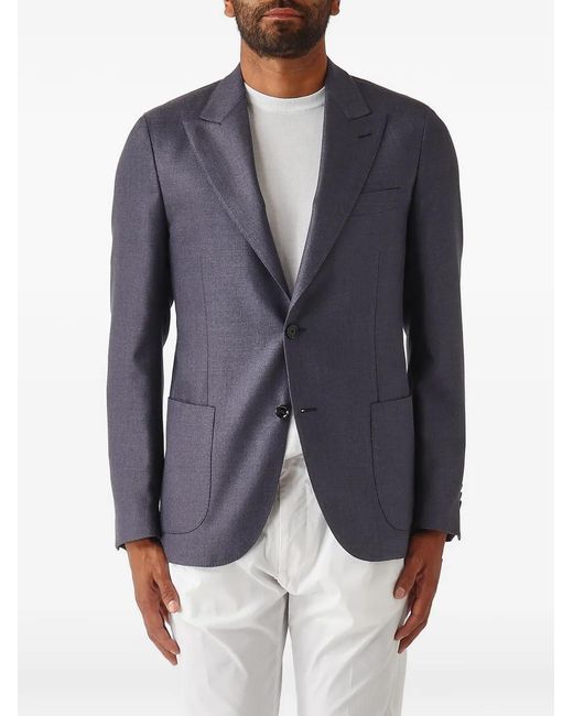 Lardini Blue Peak-Lapels Single-Breasted Blazer for men