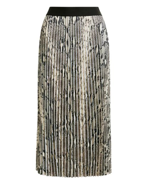 Essentiel Antwerp Natural Snakeskin-Print Midi Pleated Skirt