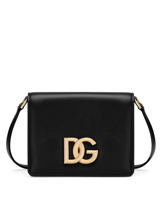 Dolce & Gabbana Black Umhängetasche mit Logo-Schild