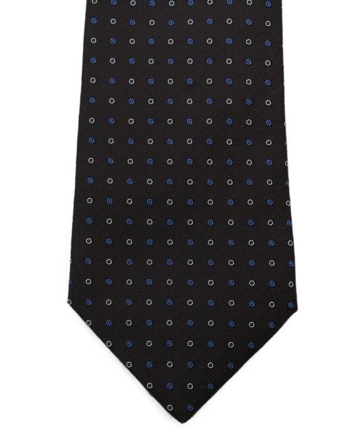 Canali White Geometric-Pattern Silk Tie for men