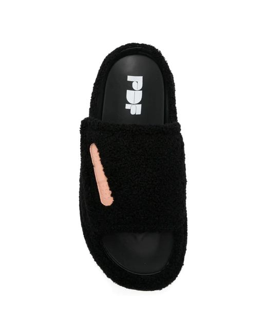 PDF Black Fuzzy Sandals for men