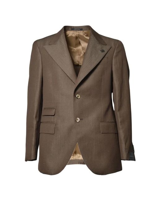 Gabriele Pasini Brown Peak-Lapel Textured Blazer for men
