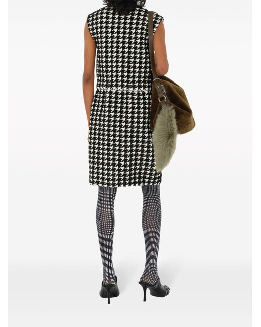 Burberry Black Houndstooth-pattern Convertible Dress