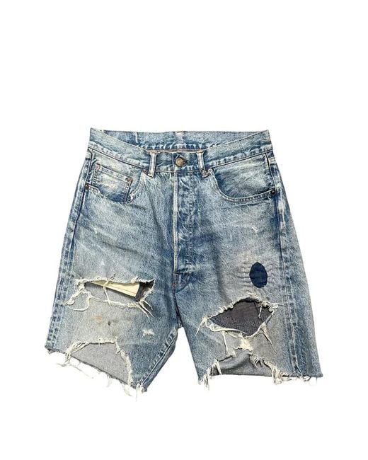 SAINT Mxxxxxx Blue Distressed Denim Shorts for men