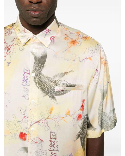 Camisa con estampado gráfico Laneus de hombre de color Natural