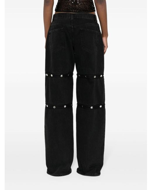 The Attico Black Deconstructed Low-rise Jeans