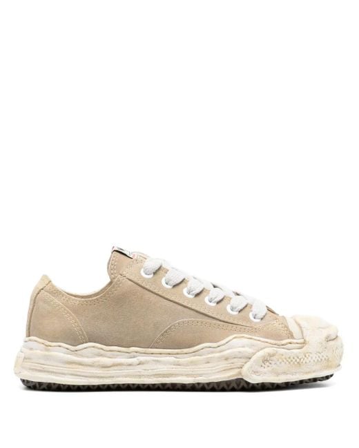 Maison Mihara Yasuhiro Natural Distressed Leather Low-Top Sneakers