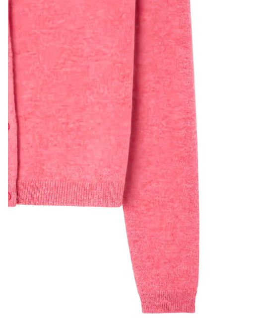 Bonpoint Pink Button-Front Cashmere Cardigan