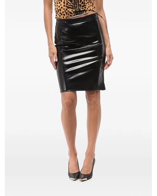 DSquared² Black Side-Zip Midi Skirt