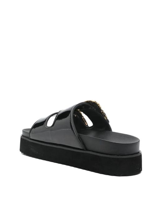 Versace Jeans Couture Black Buckled Platform Sandals